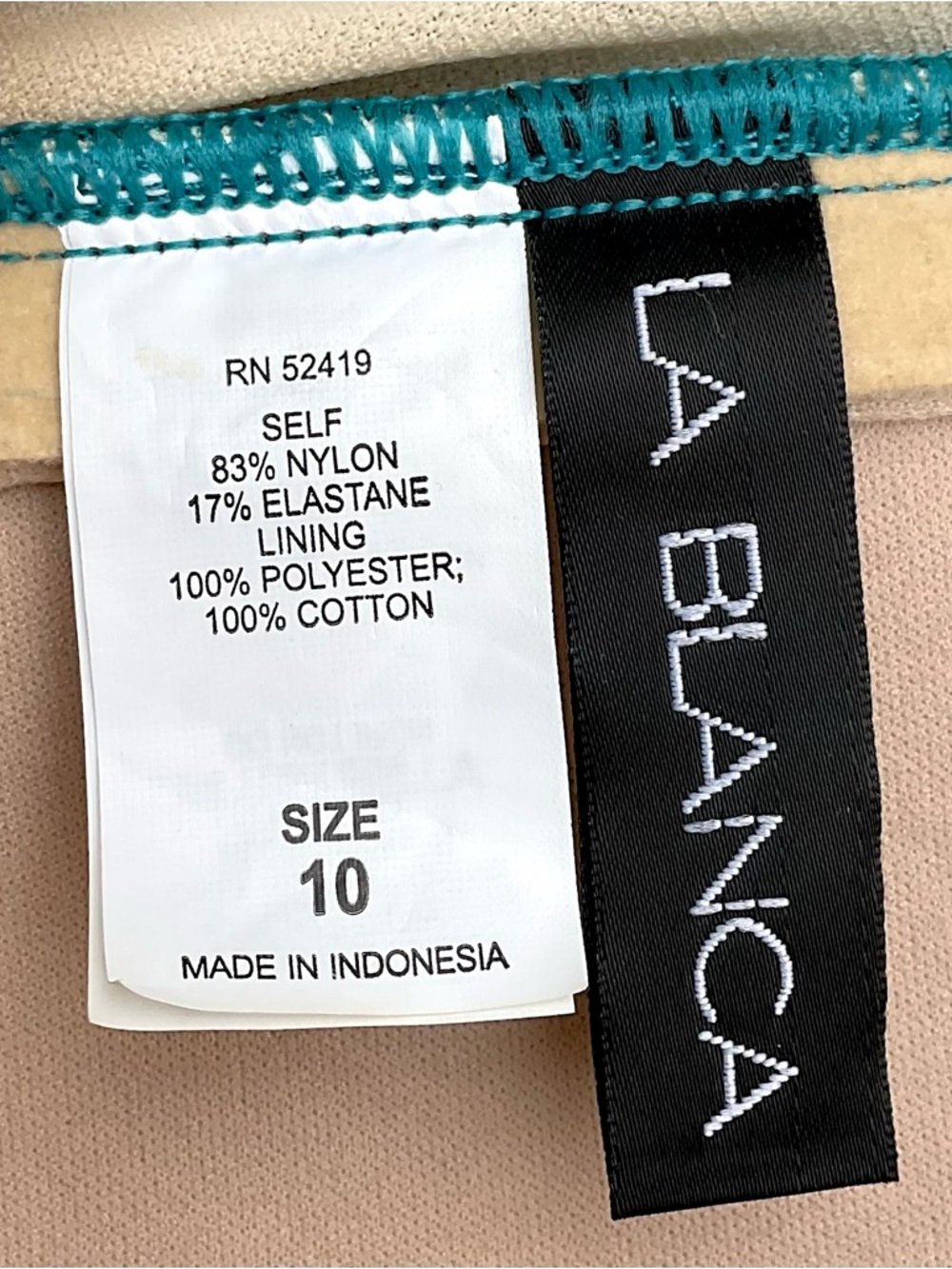 La Blanca β Ruched One Piece Halter Swimsuit in Teal Size 10 - Picture 10 of 13